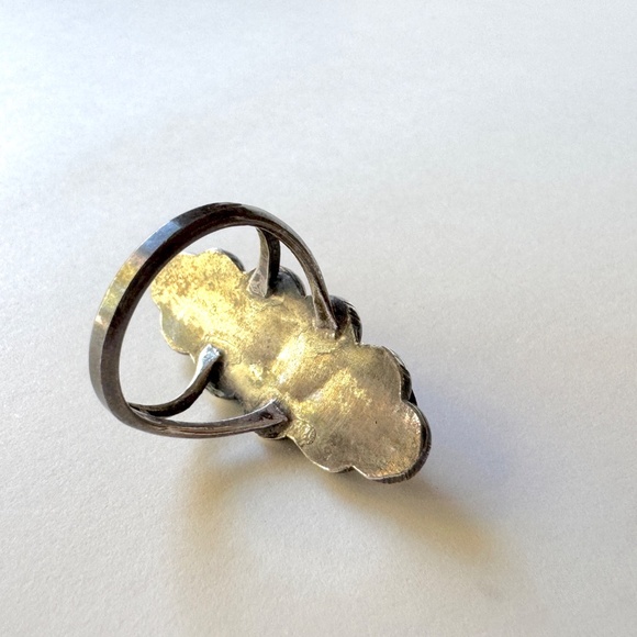 Oval Shell Ring Size 6 1/2, MOP Silver 1970s - Picture 5 of 7